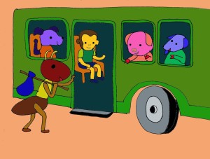 Nhấn vào ảnh để phóng to Kidsonline-Truyện hay mầm non: Truyện chủ đề Giao thông-Kiến con đi ô tô